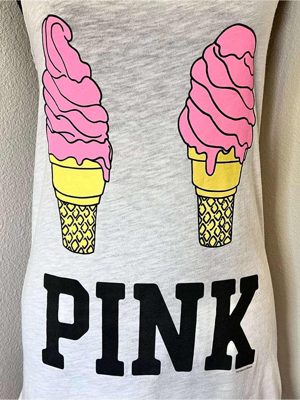 RARE EXC • VS PINK Double Ice Cream Cone Graphic Sleep Tank • - Picture 3 of 11